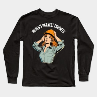 World's Okayest Construction Engineer v3 (round) Long Sleeve T-Shirt